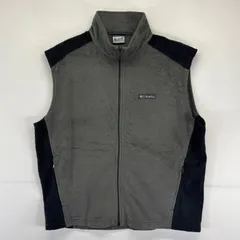 古着 コロンビア Columbia フリースベスト 大きいサイズ フルジップ ワンポイントロゴデザイン アウトドア XL  グレー系 メンズ