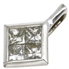 ペンダントトップ ダイヤモンド 0.30ct ホワイトゴールド 4石 4P プリンセスカット 四角 ペンダントヘッド ネックレストップ チャーム 18K 750WG 【中古】