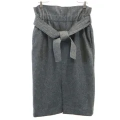 美品 Mila Owen ミラオーウェン ミモレ丈 ニット タイトスカート 1 グレー レディース 古着