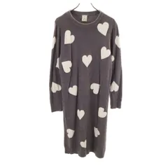 gelato pique ジェラートピケ ハート柄 長袖 ロングワンピース F グレー ルームウェア レディース 古着