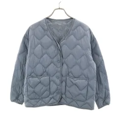 UNIQLO ユニクロ ノーカラー ウルトラライトダウンジャケット S グレー 収納袋付き レディース 古着