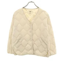 UNIQLO ユニクロ ノーカラー ウルトラライトダウンジャケット S 生成り 収納袋付き レディース 古着