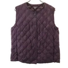 UNIQLO ユニクロ パフテックキルティング ベスト L パープルブラウン 収納袋付き レディース 古着