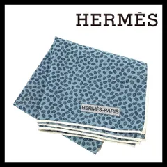 【HERMES】ハンカチ コットン 100% ライトブルー/水色 シェーヌダンクル柄 総柄 エルメス (SER-5865)のサムネイル