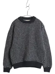 【お得なクーポン配布中!】 80s ノルウェー製 エルエルビーン バーズアイ ニット セーター レディース L / ヴィンテージ 旧タグ ウール ノルディック ツートン 紺 白