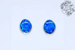 ピアス　両耳　ポストタイプ　ラウンド型　ブルーオパール　スターリングシルバー　シルバー　ハワイアンジュエリー　ハワジュ　アクセサリー　ハワイ　海　人気　幸せ　希望　ストーン　シンプル　華やか　上品　レディース　女性　日常使い　小さめ　プレゼント　ギフト　贈り物