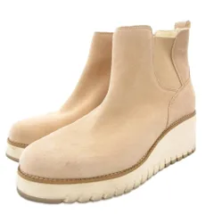 コールハーン COLE HAAN ZEROGRAND ゼログランド サイドゴア ショートブーツ スエード レザー 本革 8B 25.0 ベージュ ウェッジソール 厚底 /GV ■GY19