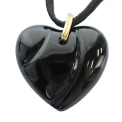 バカラ Baccarat ネックレス ハートトップ ペンダント ウェーブ アクセサリー 黒 ブラック ■GY18 /MQ