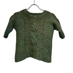 MARCO TAGLIAFERRI (マルコタリアフェリ) ■ ③④ メリノ/アルパカ半袖ニットプルオーバー レディース グリーン 40