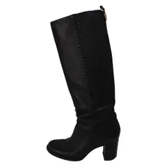 TORY BURCH(トリーバーチ) ロングブーツ 6 M レディース - 黒 ステッチ レザー