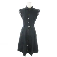 バーバリーブルーレーベル BURBERRY BLUE LABEL シャツワンピース ひざ丈 半袖 ベルト シアースリーブ チェック 38 M 紺 ネイビー /AO22 ■GY11