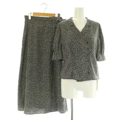 スナイデル SNIDEL セットアップ上下 花柄 半袖ブラウス ロングスカート フレア スリット F ブラック /MY ■OS