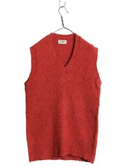 【お得なクーポン配布中!】 80s エルエルビーン Vネック ニット ベスト メンズ レディース M / ヴィンテージ ウール プルオーバー セーター 無地 重ね着 ダーク レッド