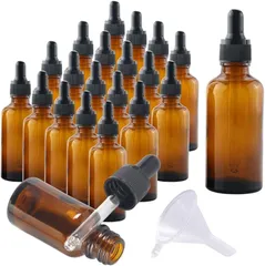 I'm so happy 遮光瓶 スポイト ガラス 小瓶 小分け アロマオイル 精油 保存容器 漏斗付き 20本セット (5ml)