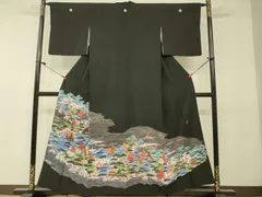 平和屋着物■豪華黒留袖　友禅　作家物　立波風景文　松竹梅　正絹　逸品　DAAT8613zy