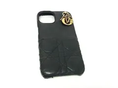 ChristianDior クリスチャンディオール レディディオール カナージュ レザー iPhone14 対応 アイフォンケース ブラック系 GB2556