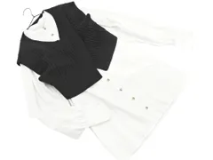 MURUA ムルーア Vネックベストレイヤードミニワンピース ボリュームスリーブ ワンピース sizeF/白ｘ黒 ◇■ レディース