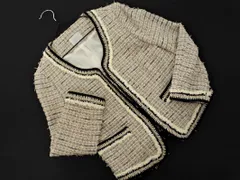 自由区 ツイード ノーカラー ジャケット size38/グレーxベージュ ◇■ レディース