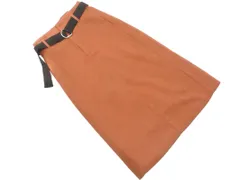 nano universe ナノユニバース スリット ベルト付き ロング スカート size36/茶 ■■ レディース