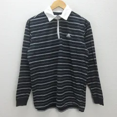 G■アディダス/adidas GOLF 長袖ポロシャツ/ボーダー柄【L】紺系/men's/23【中古】■