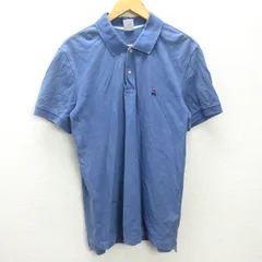 G■ブルックスブラザーズ/BROOKS BROTHERS 半袖ポロシャツ/鹿の子地【L】青系/men's/42【中古】■