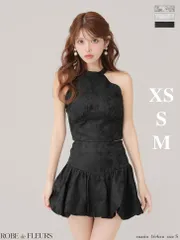 ブラック fm4624 [FM4624-GY-2511]【ROBE de FLEURS/ローブドフルール】ジャガード/ セットアップ/ ホルターネック/ フレア/ ミニドレス/ キャバドレス