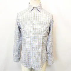古着 バナナリパブリック BANANA REPUBLIC チェックシャツ 『NON IRON /SLIM FIT』 長袖 フレンチフロント 綿100% コットン100% S ブルー系 青系 メンズ 男性