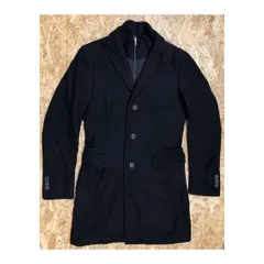 古着 バナナリパブリック BANANA REPUBLIC チェスターコート 一部レイヤード(脱着可) 肩パッド 無地 長袖 小さいサイズ XS SS 黒 ブラック メンズ