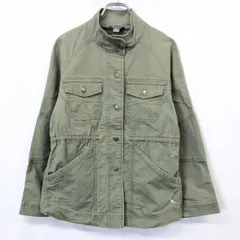 【中古】[印象AB] BANANA REPUBLIC バナナリパブリック レディース XS SS グリーンカーキ 緑 ポリ100% 薄手 ステンカラー ジャケット ボタン留め 裏地付き 長袖のサムネイル