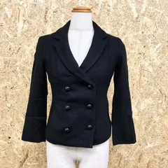 古着 バナナリパブリック BANANA REPUBLIC テーラードジャケット ダブル 裏地付き 長袖 無地 レーヨン×ウール 0 ブラック 黒 レディース