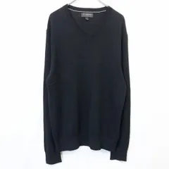 古着 バナナリパブリック BANANA REPUBLIC 薄手 プルオーバー ニット セーター Vネック 無地 長袖 綿×ナイロン×レーヨン M ブラック 黒 メンズ