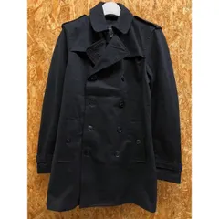 【中古】[印象B] BANANA REPUBLIC バナナリパブリック メンズ XS SS ブラック 黒 綿100% コットン100% トレンチコート 総裏地 無地 長袖 ボタン留め ベルト付属無し SS XSのサムネイル