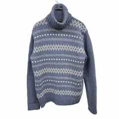 古着 バナナリパブリック ニット セーター タートルネック ボーダー 長袖 毛×アンゴラ×ナイロン S ネイビー 紺×白系 メンズ(レディース？)