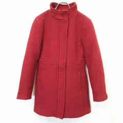 【中古】[印象AB] BANANA REPUBLIC バナナリパブリック レディース 2 レッド 赤 毛×ポリなど コート ジップアップ×ドットボタン留め 無地 裏地付き 長袖のサムネイル