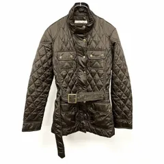 古着 バナナリパブリック BANANA REPUBLIC 中綿 キルティングジャケット ドットボタン×ジップ留め ハイネック 長袖 ポリ100% S グリーンカーキ レディース 女性