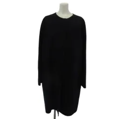 セオリー Theory ノーカラー ウール カシミヤ ロングコート ネイビー 紺 S