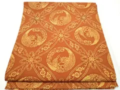 平和屋着物●九寸開き名古屋帯　型染め　鳳凰七宝花文　鬼しぼ縮緬　正絹　逸品　CABA4854hy