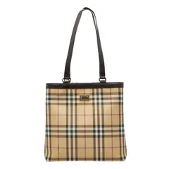バーバリー ノバチェック シャドーホース ハンドバッグ トートバッグ ベージュ マルチカラー キャンバス レザー レディース BURBERRY【1-0243861】