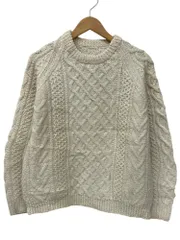 古着 フィッシャーマンセーター アランニット サイズ表記無し 生成り メンズ/045