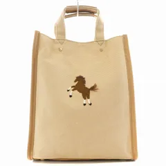 セブンテンバイミホカワヒト SEVEN TEN by MIHO KAWAHITO トートバッグ ハンドバッグ 馬刺繍 キャンバス ベージュ /AN29