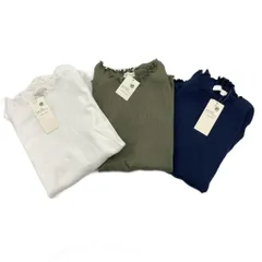 アースミュージック&エコロジー EARTH MUSIC & ECOLOGY タグ付き 3点セット リブニット セーター 長袖 M 紺 ネイビー 白 ホワイト カーキ 1D91L1C0140