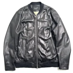 【羊革】nano universe レザージャケット 黒 XL 本革 MA-1