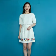 807 Blugirl ブルーガール 花柄 ジャガード ミニスカート 38 Mのサムネイル