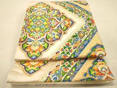 平和屋着物○男性 本場大島紬 アンサンブル 白大島 80亀甲 総詰め 正絹