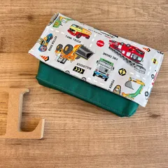 No.117 ちょこっと大きめ横入れお弁当袋 L size＊自動車　働く車