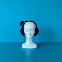 c27 LANVIN en Bleu イヤーマフ 耳あて ミンクファー リボン黒