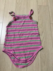 赤ちゃん ピンク ストライプ ボディスーツ