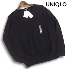 【新品 未使用】 UNIQLO ユニクロ 秋冬 コットン カシミヤ Vネック セーター ニット Sz.XL レディース 黒 大きいサイズ