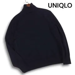 UNIQLO ユニクロ 秋冬 高級 カシミヤ100%★ タートルネック ニット セーター Sz.XL レディース ネイビー 大きいサイズ