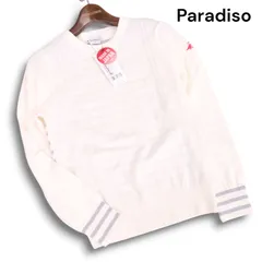 未使用★ Paradiso パラディーゾ ゴルフ 秋冬★ ケーブル編み 背面ボーダー セーター ニット Sz.M レディース 日本製のサムネイル